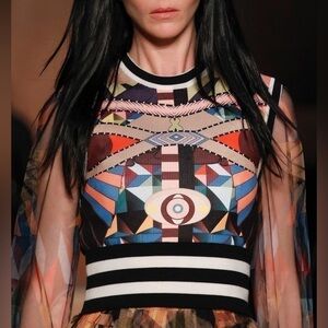 Givenchy Egyptian 2016 Fall Winter Runway Geometric Sleeveless Top.